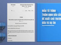 Mẫu tờ trình thẩm định báo cáo đề xuất chủ trương đầu tư dự án