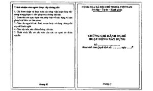 Chứng chỉ hành nghề hoạt động xây dựng