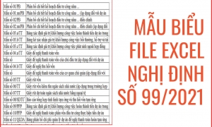 Mẫu biểu file Excel ban hành kèm theo Nghị định số 99/2021/NĐ-CP