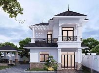 Mẫu nhà 2 tầng 8x10m 2 gian mái nhật sang trọng